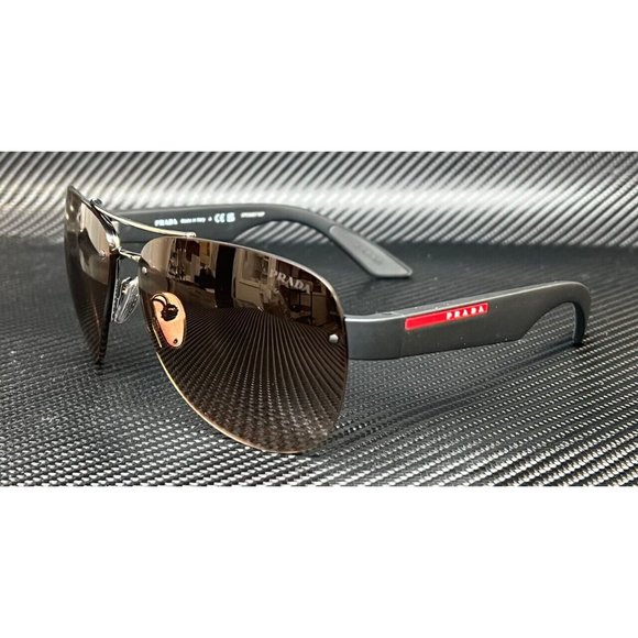 New! Prada Gunmetal Brown Mens 64mm Sunglasses - Picture 1 of 4